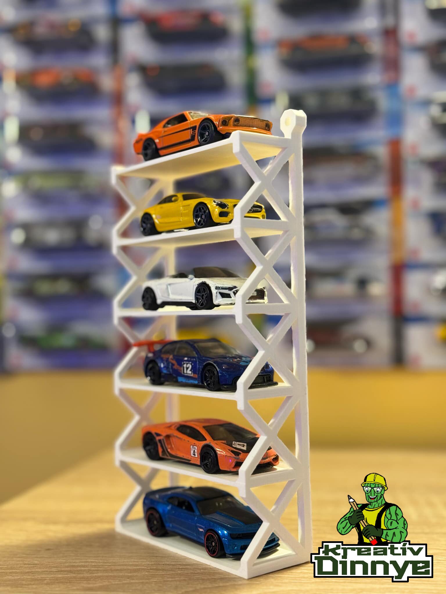 Hot Wheels / Matchbox kisautókhoz fehér fali tartó